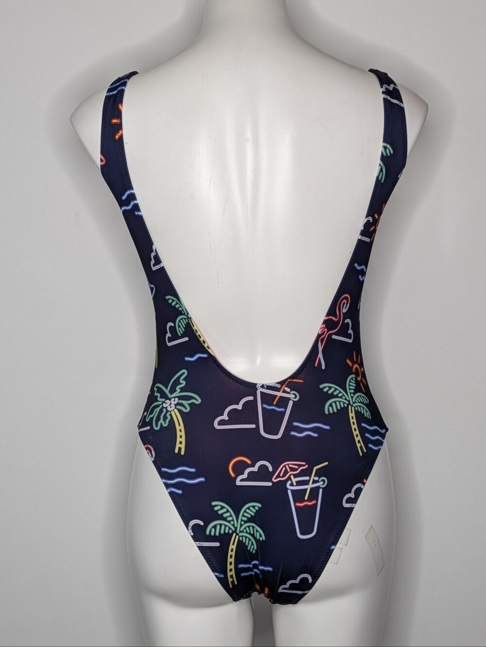 Chubbies The Electric Blue Green Tropical Flamingo Martini Beach Vaca Swimsuit - Picture 3 of 6